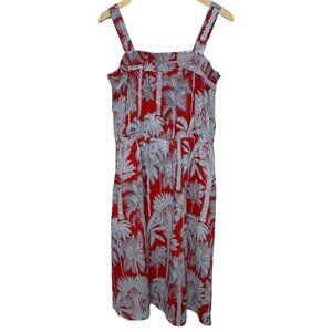 Talbots Oasis Palm Voile Fit & Flare Midi Dress‎ Size 14P Beach Resort Cruise